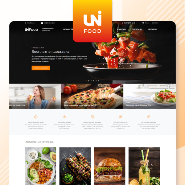 INTEC.Food - магазин доставки еды, суши, пиццы с корзиной и оплатой. Сайт для ресторанов и кафе INTEC.Food - магазин доставки еды, суши, пиццы с корзиной и оплатой. Сайт для ресторанов и кафе
